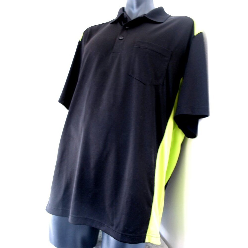 Cornerstone Polo Shirt 2XL Black and Yellow, 100%Polyester